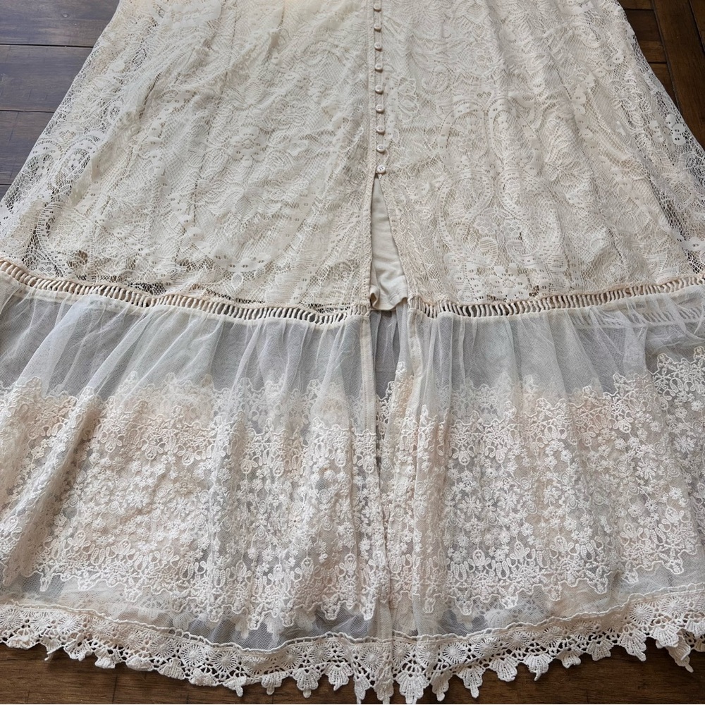 TORRID Ivory Lace Maxi Button Front Lined Dress Boho Plus size 4 - Picture 11 of 14